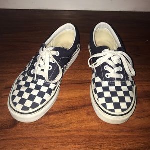 Authentic Navy blue and white checkered Vans, women’s size 7